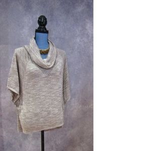 INC Tan Silver Cowl Dolman Sleeve Sweater Size L
